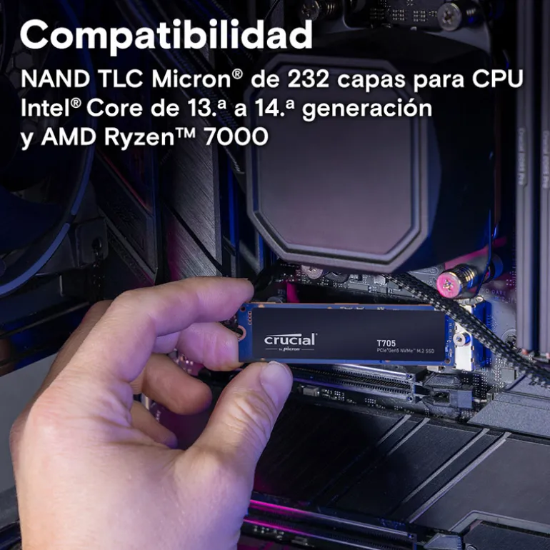 Disco Duro M.2 Crucial T705 2TB PCIe Gen5 x4 NVMe SSD