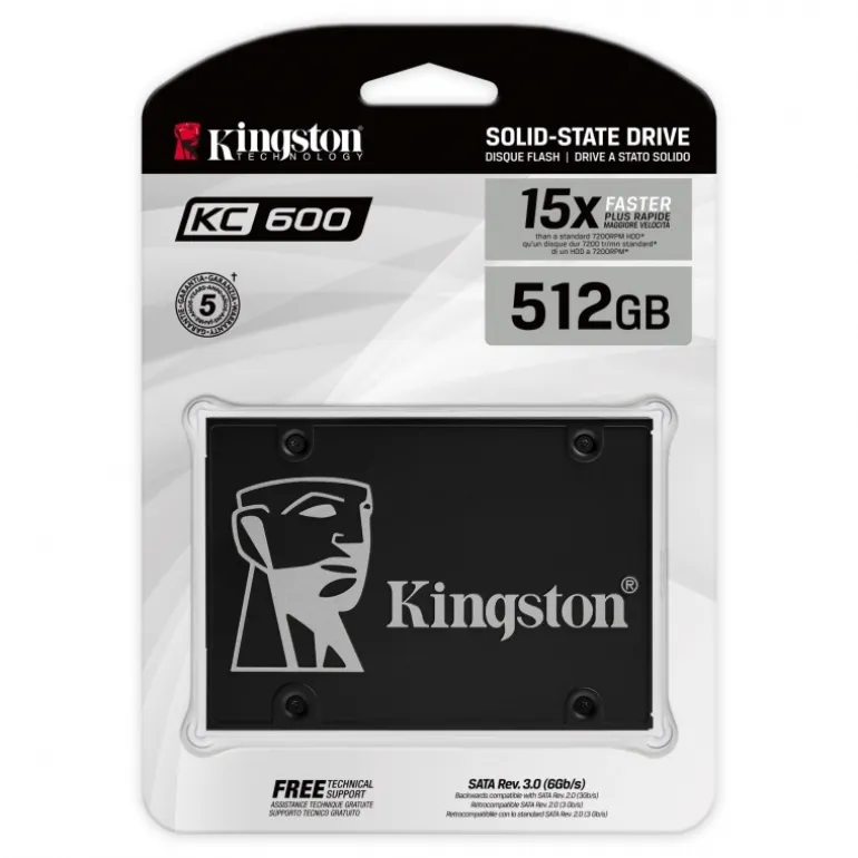 Disco Duro SSD Kingston KC600 512GB 2.5" SATA3 NAND TLC 3D