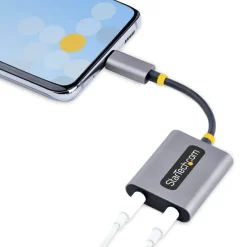 Divisor Startech.com DAC USB-C a 2 Auriculares Micrófono
