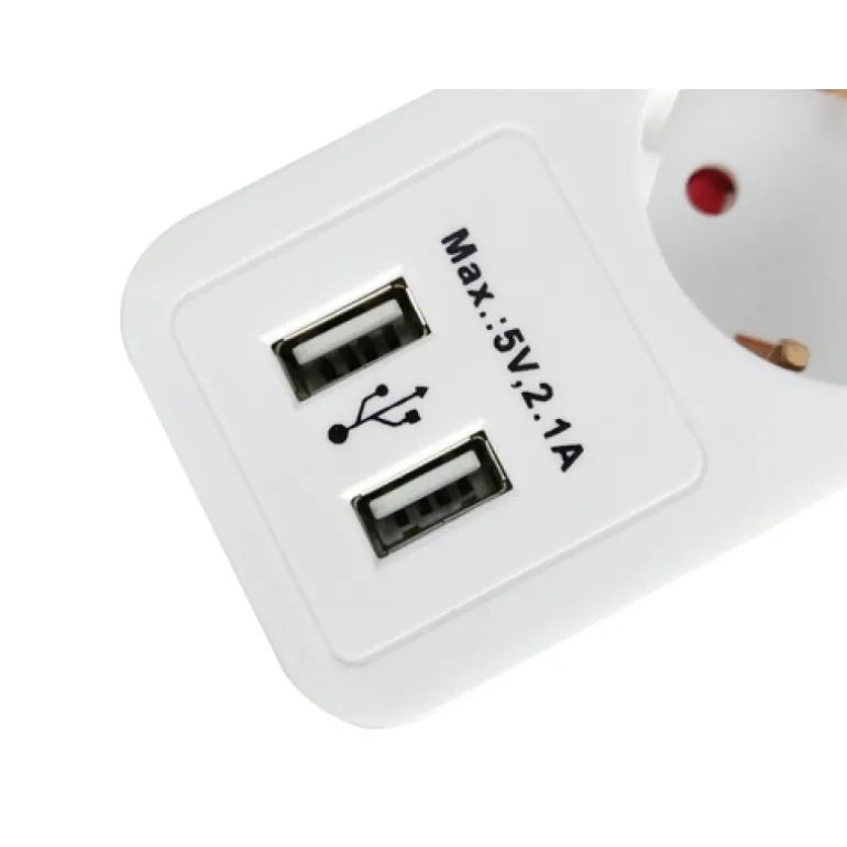 Equip Base Múltiple 5 Salidas 1.8m Botón Encendido Blanco - Regleta