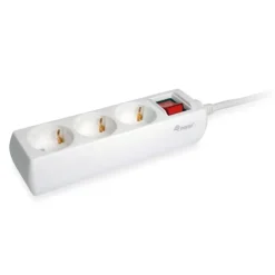 Equip Base Múltiple 3 Salidas 1.5m Botón Encendido Blanco - Regleta