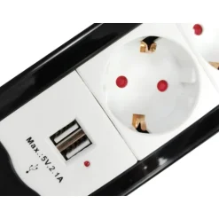 Equip Base Múltiple 4 Salidas 1.5m Botón Encendido Negro / Blanco - Regleta