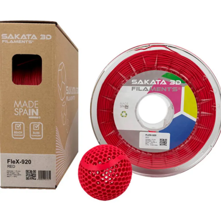 Filamento Sakata 3D FLEX 920 1.75mm 1Kg Rojo