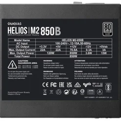 Fuente/PSU Gamdias Helios M2-850B 80 Plus Silver 850W ATX 3.1 PCIE 5.1