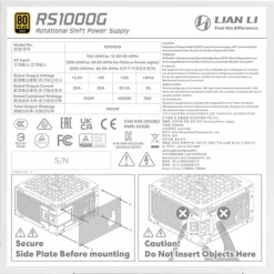 Fuente/PSU Lian Li Rotational Shift RS1000G 80 Plus Gold 1000W ATX 3.1 Modular Con Hub Blanco