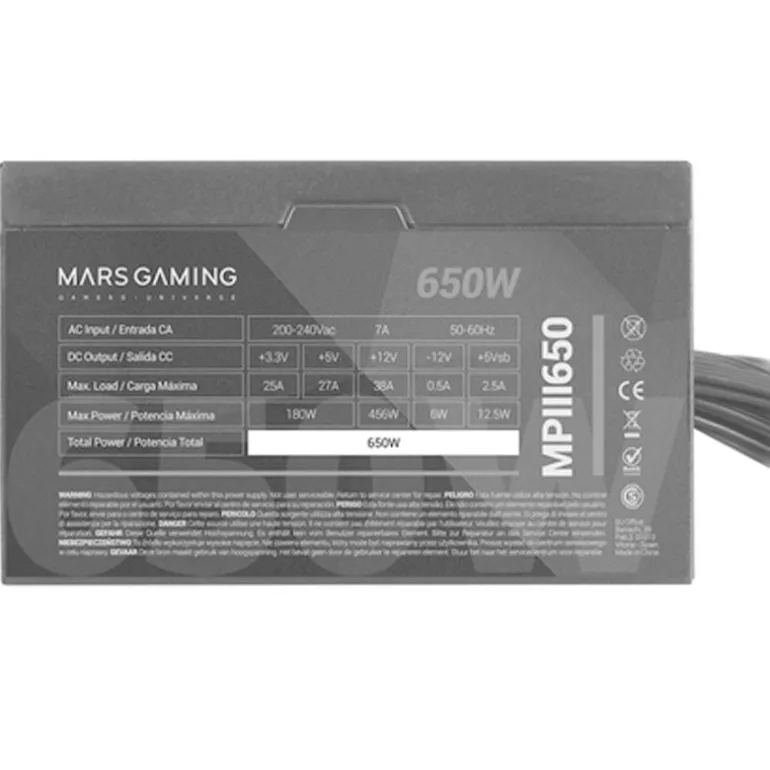 Fuente/PSU Mars Gaming MPIII650 650W Eficencia Digital APFC 85% AI-RPM Negro