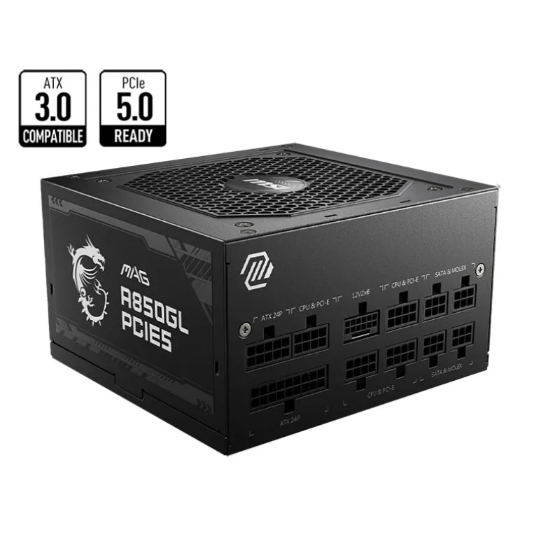 Fuente/PSU MSI MAG A850GL 80 Plus Gold 850W ATX 3.0 PCIE 5.0 Modular