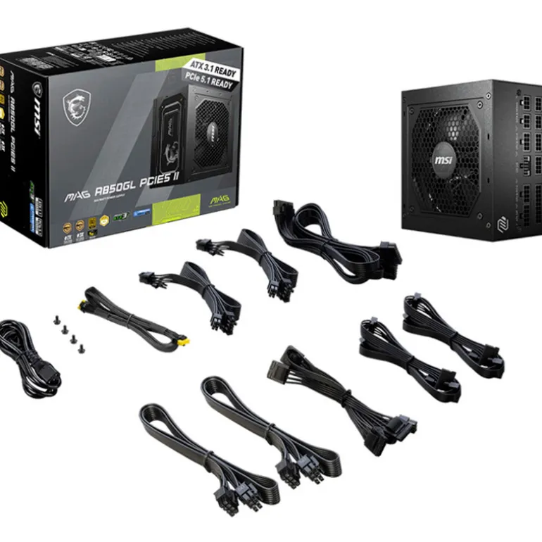 Fuente/PSU MSI MAG A850GL PCIE5 II 80 Plus Gold 850W ATX 3.0 PCIE 5.0 Modular Negro