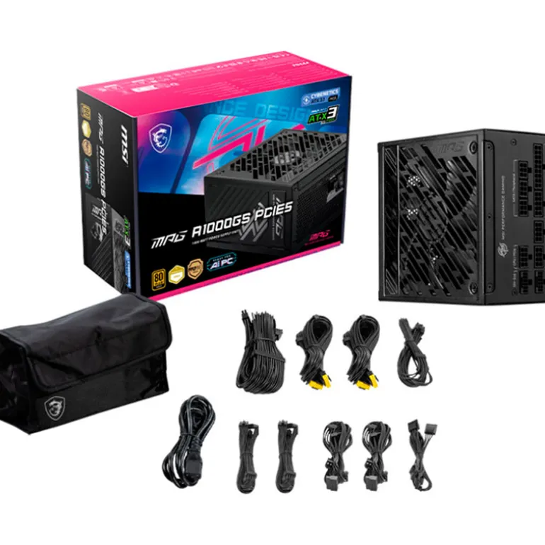 Fuente/PSU MSI MPG A1000GS PCIE5 80 Plus Gold 1000W ATX 3.1 PCIE 5.1 Modular