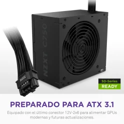 Fuente/PSU NZXT C750 80 Plus Bronze 750W ATX 3.1 PCIE 5.1