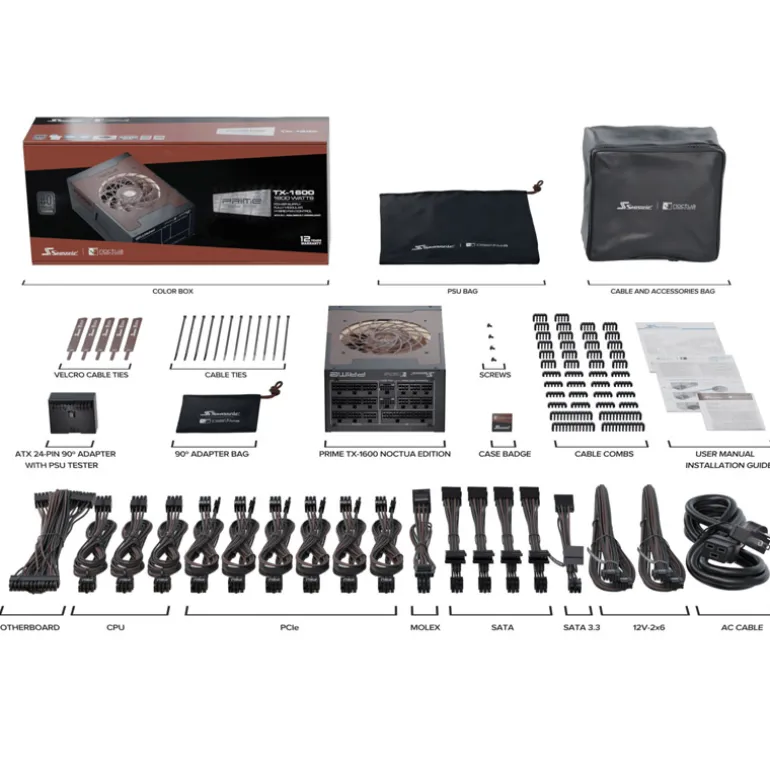 Fuente/PSU Seasonic Prime TX-1600 Noctua Edition 80 Plus Titanium 1600W ATX 3.1 PCIE 5.1 Modular