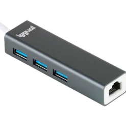 Hub iggual USB-A 3 Puertos USB 3.0 + RJ45 Gigabit