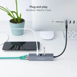 Hub Nano Cable 10.03.0407 USB 3.0 RJ45 a USB-A