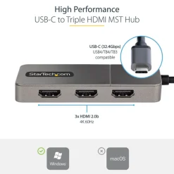 Hub Startech.com MST USB-C a 3 Puertos HDMI 4k 60Hz
