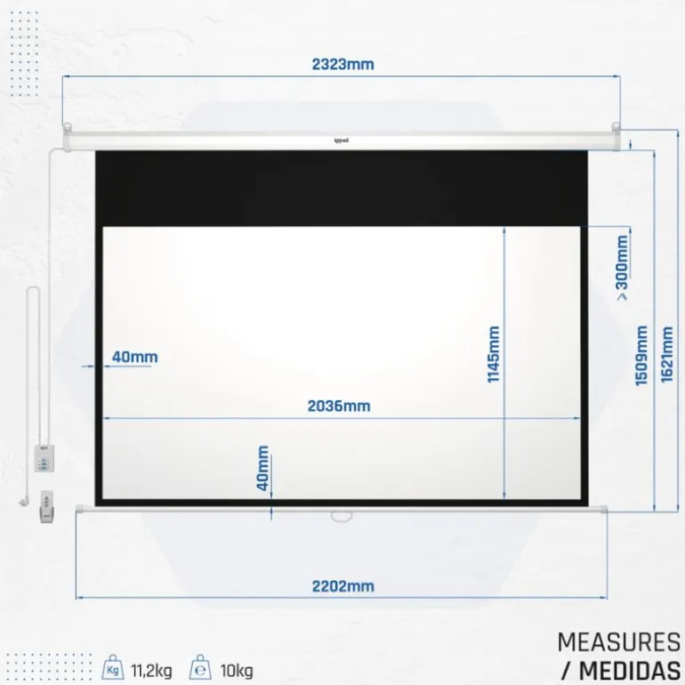 Iggual PSIPS203 Eléctrica Panorámica 203x114cm Control Remoto - Pantalla de Proyección