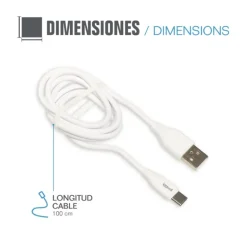iggual USB-A/USB-C 100 cm Blanco Q3.0 3A - Cable USB
