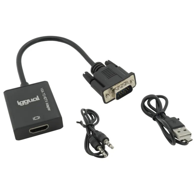 iggual VGA a HDMI + Audio + MicroUSB - Adaptador