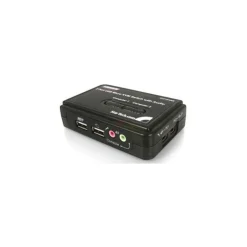 KVM USB Startech 2 Puertos en Color Negro con Audio y Cables
