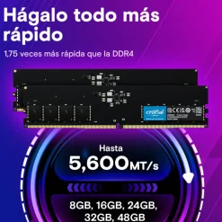Memoria DDR5 Crucial 32GB 2x16GB 4800MHz CL40 EXPO-XMP