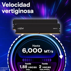 Memoria DDR5 Crucial Pro 64GB 2x32GB 5600MHz CL46 EXPO-XMP Negro