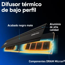Memoria DDR5 Crucial Pro 16GB 1x16GB 6000MHz CL48 EXPO-XMP Negro Tray