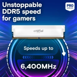 Memoria DDR5 Crucial Pro OC 16GB 1x16GB 6400MHz CL32 EXPO-XMP Blanco