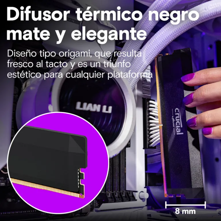 Memoria DDR5 Crucial Pro OC 32GB 2x16GB 6000MHz CL36 EXPO-XMP Negro