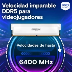 Memoria DDR5 Crucial Pro OC 32GB 2x16GB 6400MHz CL38 EXPO-XMP Blanco