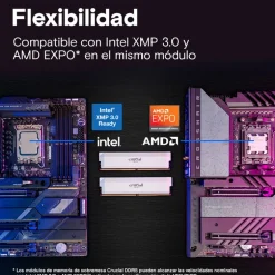 Memoria DDR5 Crucial Pro OC 32GB 2x16GB 6000MHz CL36 EXPO-XMP Blanco