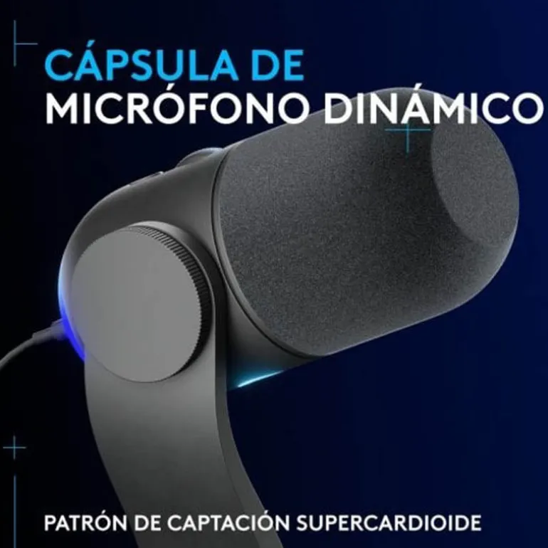 Micrófono Logitech Yeti GX RGB LightSync USB Negro