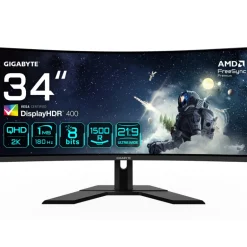 Monitor Gigabyte G34WQCP EK 34" WQHD 2K VA 180Hz 1ms HDR FreeSync Curvo