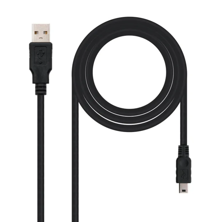Nano Cable USB 2.0 Tipo A/M-Mini B/M Negro 1m - Cable USB
