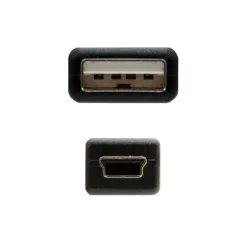 Nano Cable USB 2.0 Tipo A/M-Mini B/M Negro 1m - Cable USB