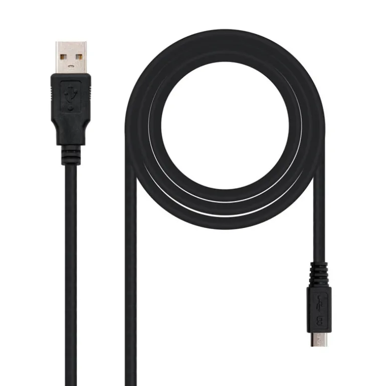 Nano Cable USB2.0 Tipo A/M Micro B/M Negro 0.8m - Cable USB