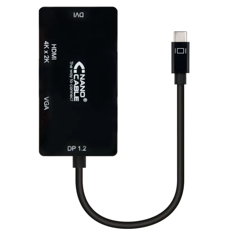 Nano Cable USB-C A SVGA / DVI / HDMI Negro 10cm - Cable USB