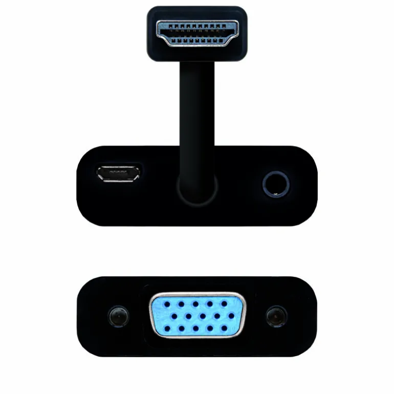 NanoCable HDMI a SVGA+Audio HDMI A/M-SVGA/H+Jack 3.5/H Negro 10cm+1.0m - Conversor