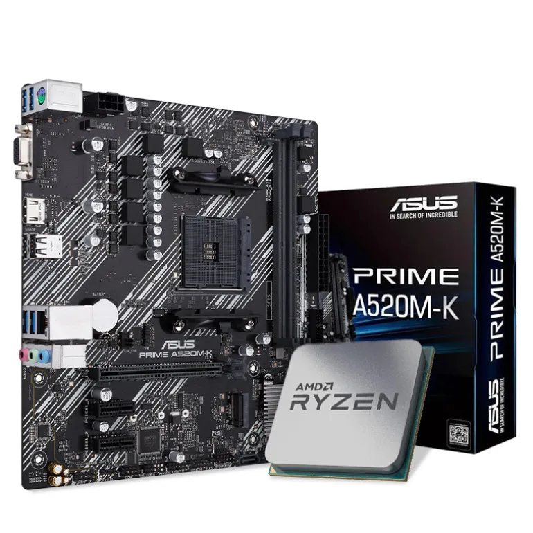 Pack AMD Ryzen 5 3600 4.2GHz Tray + Asus Prime A520M-K