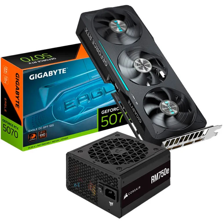 Pack Gigabyte GeForce RTX 5070 EAGLE OC 12GB DLSS4+Corsair RM750e 80 Gold 750W ATX 3.0 PCIE 5.0 Modular