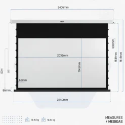 Pantalla Proyección iggual PSIXS203 Eléctrica Tensionada 92" 203x114cm