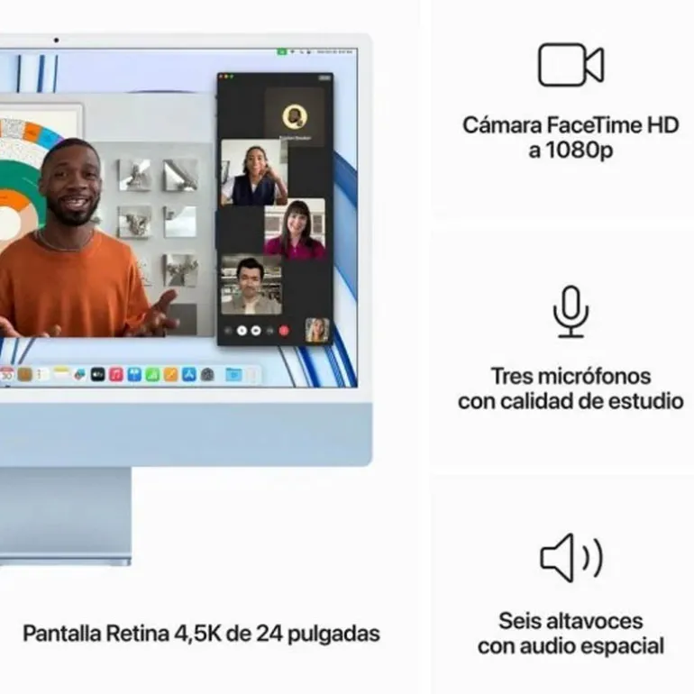 PC Todo En Uno Apple iMac M3 8GB 512GB 24"macOS Touch ID Azul