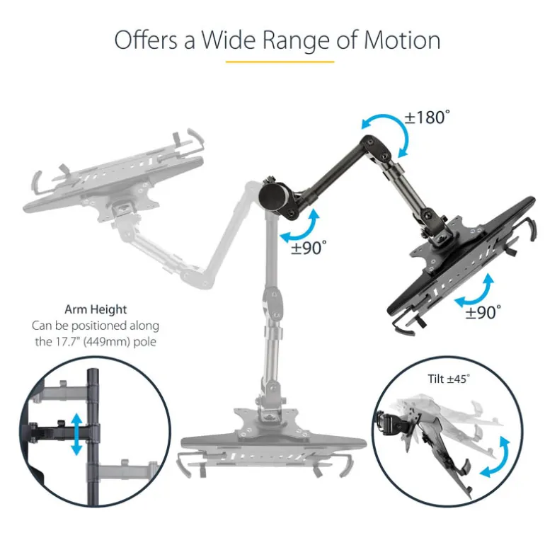 Peana Startech Soporte Portátil + Brazo VESA 32" 8KG Negro