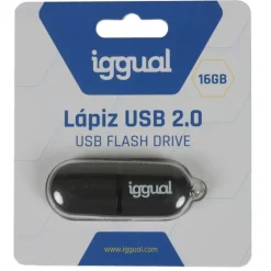 Pendrive iggual PEN16 Lápiz USB 2.0 16GB Negro Con Tapa