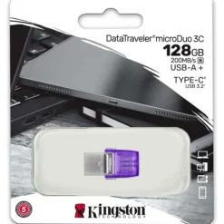 Pendrive Kingston DataTraveler MicroDuo 3C 128GB USB Tipo C Plata