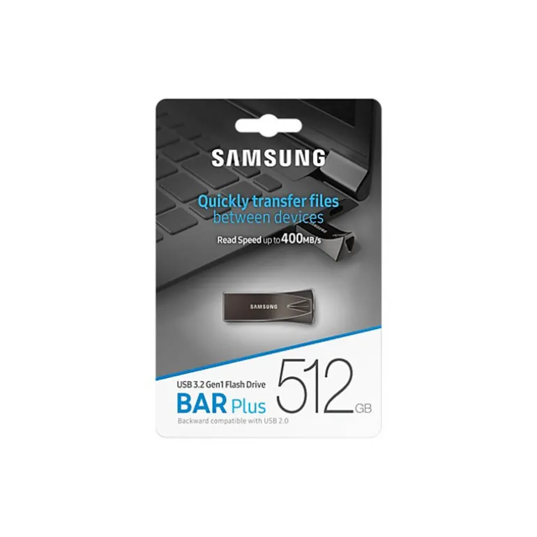Pendrive Samsung BAR Plus 512GB USB 3.2 Gris Titanio