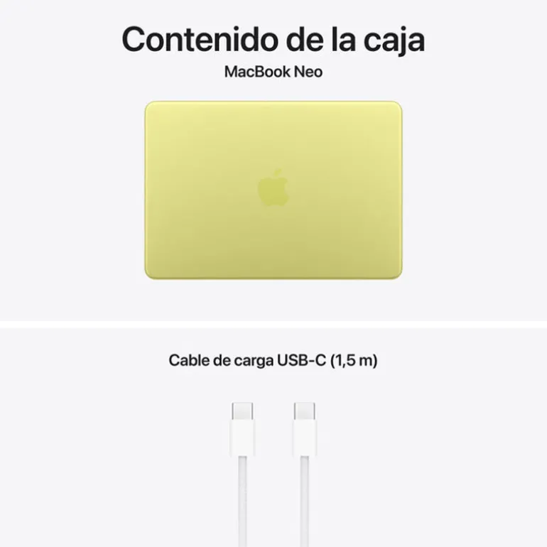 Portátil Apple MacBook Neo 2026 A18 Pro 8GB 512GB 13" Cítrico