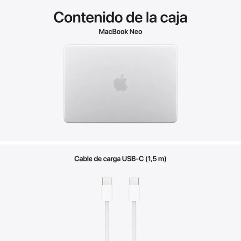 Portátil Apple MacBook Neo 2026 A18 Pro 8GB 256GB 13" Plata