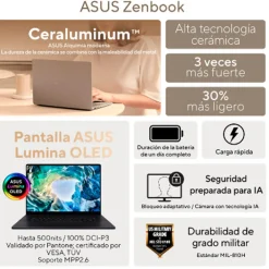 Portátil Asus Zenbook S14 OLED UX5406AA-SU247W U9-386H 32GB 1TB 14" 3K OLED W11H