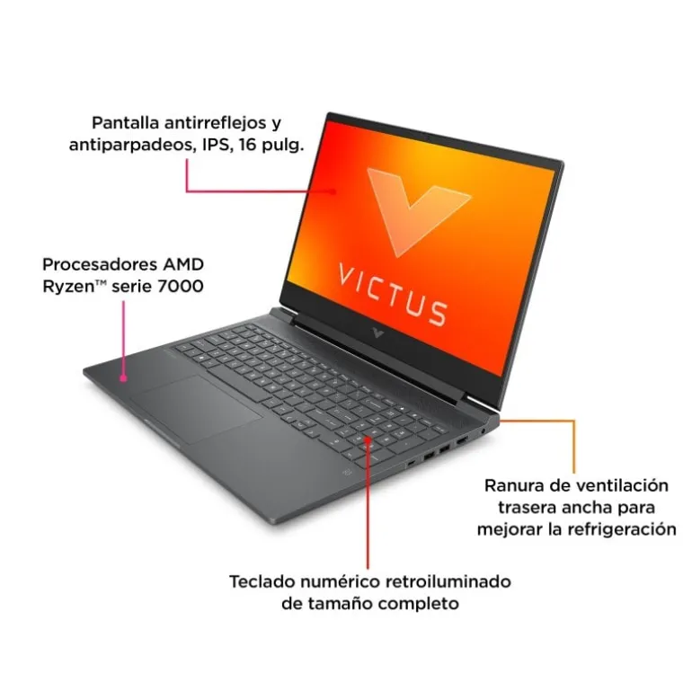 Portátil HP Victus 16-S0009NS R7-7840HS RTX 4050 16GB 512GB 16.1" FreeDOS