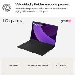 Portátil LG Gram Pro AI 16Z90TR-E.AP88B U7-255H 32GB 1TB 16
