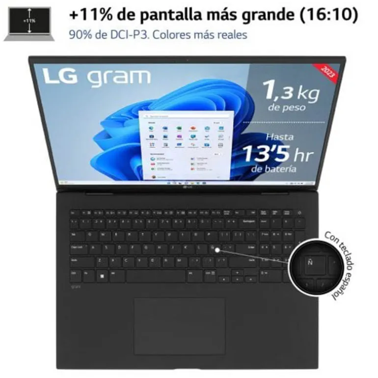 Portátil LG Gram 17Z90R-G.AA75B i7-1360P RTX 3050 16GB 512GB 17" W11H